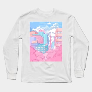 The  pastel Tokyo cityscape Long Sleeve T-Shirt